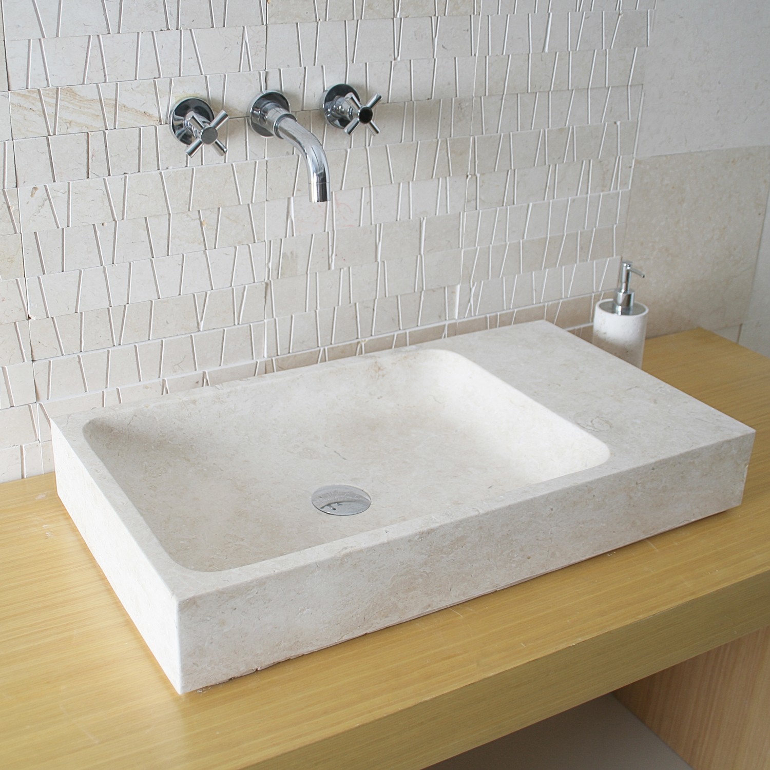Vasque Rectangulaire en Pierre Naturelle Beige Eviane - 18x18 - Capri Vasque Rectangulaire en Pierre Naturelle Beige Eviane - 18x18 - Capri