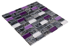 Mosaïque pierre et verre blanche et violette