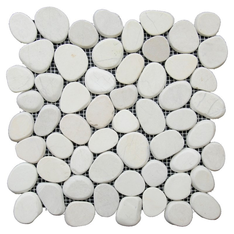 Mosaique Galets Pierre Naturelle Blanche Bali Blanc Flat Island