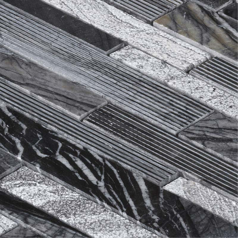 Mosaïque lamelles marbre Grey Wood