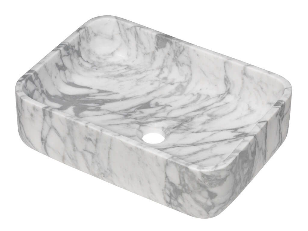 Vasque rectangulaire à poser - Marbre blanc