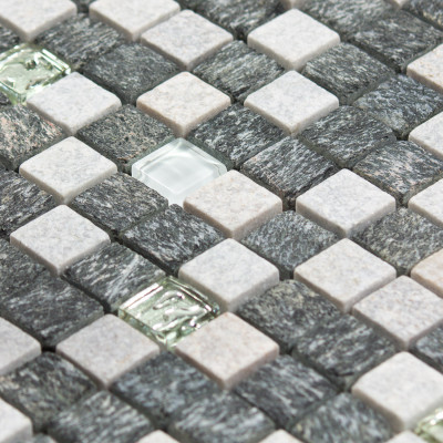Mosaïque Quartz grise et blanche