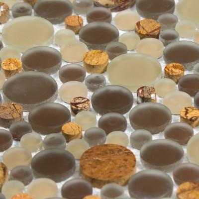 Mosaïque marbre et verre galets marron