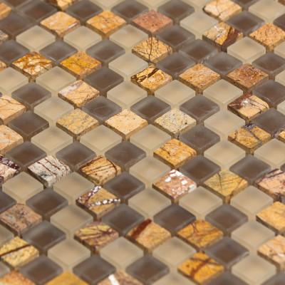 Mosaïque pierre et verre  marron