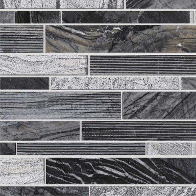 Mosaïque lamelles marbre Grey Wood