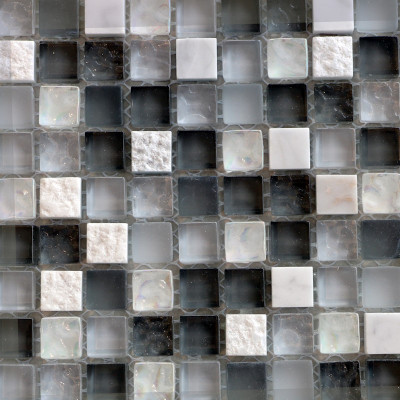 Mosaïque glacier gris pierre et verre 