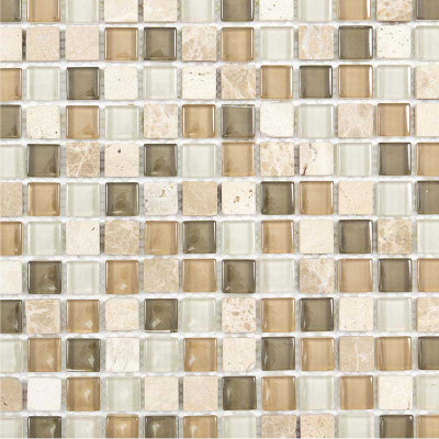 Mosaïque pierre et verre verte beige