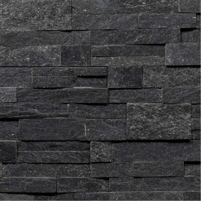 Parement Pierre Quartzite Noir Brillant